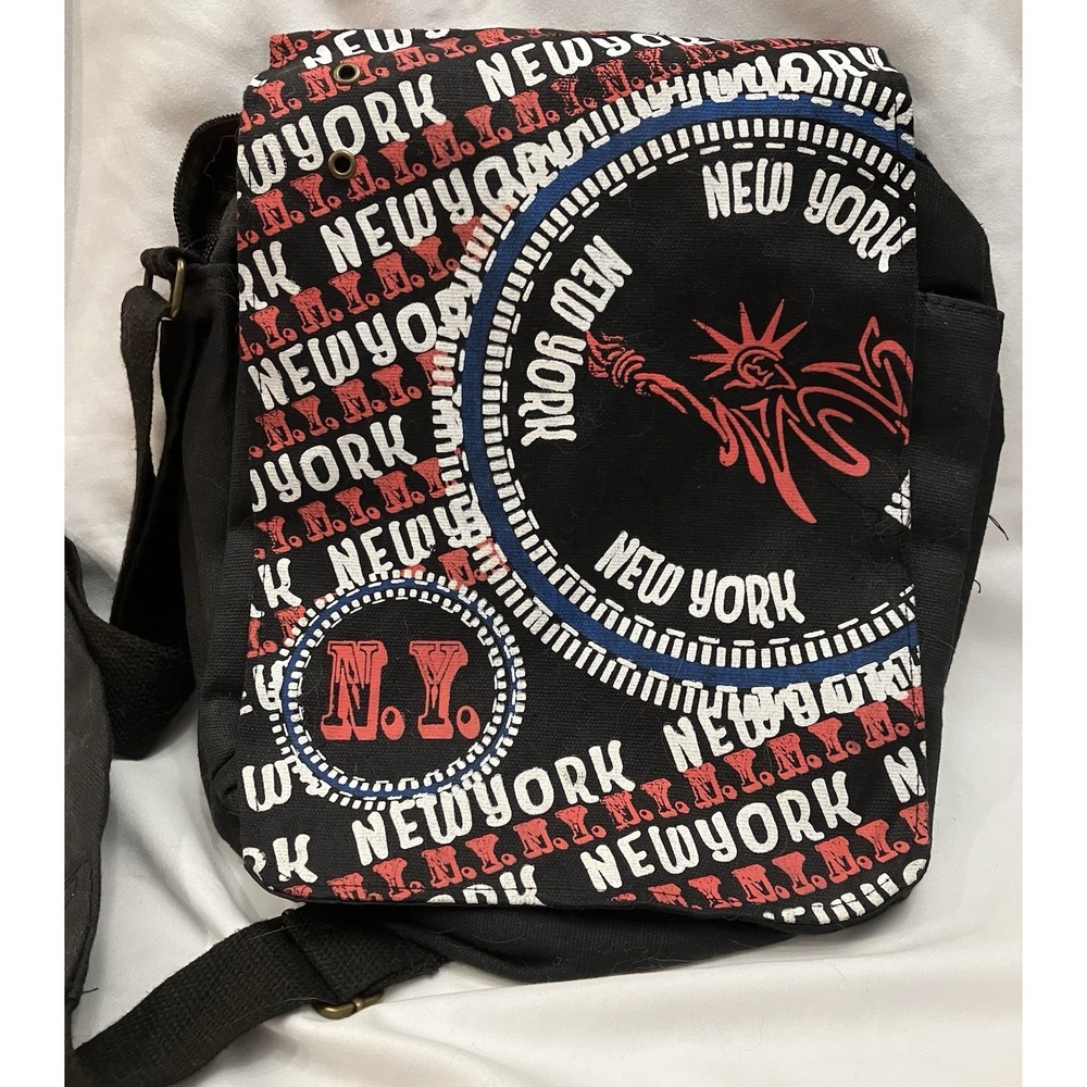 New York City NYC Red Black Subway Graffiti Crossbody Messenger Bag Achak Zai